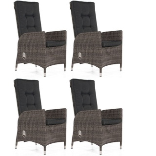 SunnySmart 4er Set Dining-Sessel Para Aluminium mit Kunststoffgeflecht vintage-grau Gartenstuhl