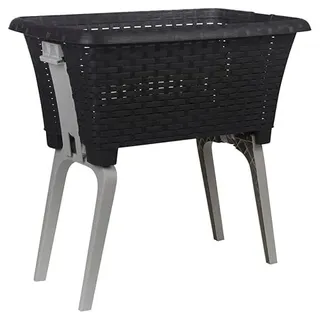 URBNLIVING Großer faltbarer Wäschekorb mit zusammenklappbaren Beinen - strapazierfähiger recycelter Kunststoff, ergonomische Höhe, platzsparender & stapelbarer Waschaufbewahrungsbehälter für Kleidung