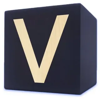 Kopper-24 Deko-Buchstaben Holzbuchstabe Würfel, 5 x 5 cm, schwarz, Buchstabe V schwarz