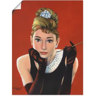 Poster ARTLAND "Audrey Hepburn Porträt", rot (farbe bild(er): rot), B:60cm H:80cm, Bilder, Poster, ohne Rahmen