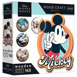 Trefl Puzzle Trefl 20191 Wood Craft Disney Mickey Maus, 160 Puzzleteile, Made in Europe bunt