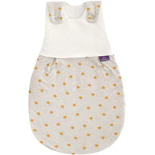 Träumeland S0103503 Ganzjahresschlafsack LIEBMICH mit doppelt regulierbarer Belüftung und Naturfaser Tencel, Design Sternentraum gelb, Größe 56/62, mehrfarbig
