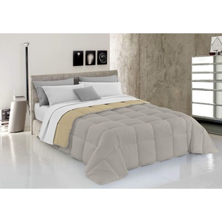 Italian Bed Linen Wintersteppdecke Elegant, Mikrofaser, Creme/Hellgrau, 260x260cm