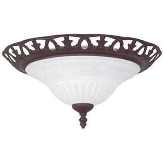 TRIO Leuchten LED Deckenleuchte mit Glas Schirm inkl. E27 LED Ø 38cm, dimmbar, LED wechselbar, Warmweiß, große Landhaus-Stil Deckenlampe, rustikale Flurlampe inkl. E27 LEDs braun