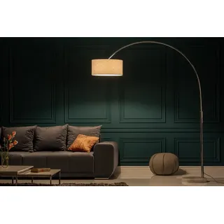 riess-ambiente Bogenlampe LOUNGE DEAL 170-200cm weiß / silber, Ein-/Ausschalter, ohne Leuchtmittel, Wohnzimmer · Metall · Leinen · Marmor · Modern weiß