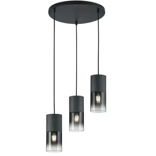 Trio Robin 3-flg. 37 cm rund schwarz matt, Rauchglas