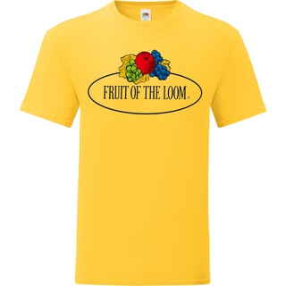 Fruit of the Loom Iconic 150 T-Shirt mit Vintage-Logo auf der Brust, sonnenblumengelb - Vintage-Logo groß, L