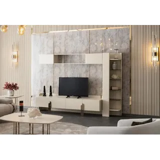 JV Möbel Sideboard Wandregal Bücherregal), Wandschrank Wohnwand Beige Wohnzimmer