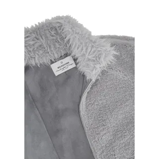 Milestone Fellimitatjacke MSRaya Damen Kunstfelljacke Übergangsjacke Metallreißverschluss blau 40