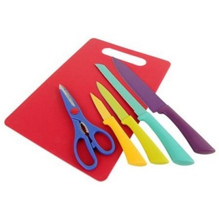 BURI Messer-Set Messer Set 6-tlg Schneidebrett Küchenmesser Brotmesser Kochmesser Allz