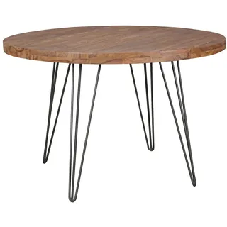 FineBuy Esszimmertisch Rund Ø 120 cm Sheesham braun