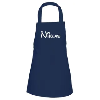 Coole-Fun-T-Shirts Kinder Schürze mit Namen T-Shirt Navy-Weiss