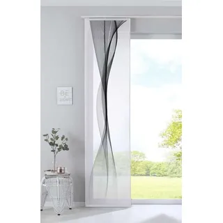 Gardinenbox Schiebegardine (1 St), Klettband, transparent, Voile, Flächenvorhang »Izmir« Voile Halbtransparent Paneelwagen Beschwerungss schwarz|weiß