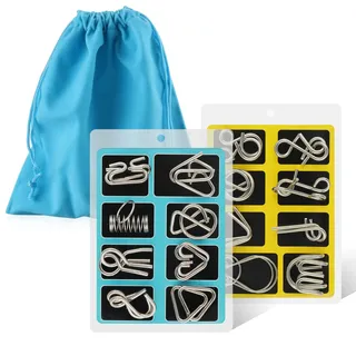 Coogam Metalldraht Puzzle Set von 16, Denkaufgabe IQ Test Entwirrung Puzzles Spiel Magic Trick Spielzeug Geschenk für Kinder und Erwachsene Herausforderung