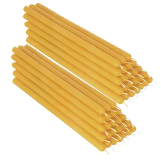 Nklaus 50x gelb Bienenwachs 21cm rußfrei Handarbeit Tafelkerze Ritualkerze Tropfkerzen 36342