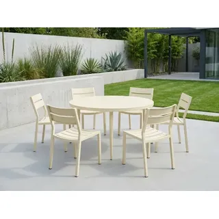 Brafab Bigby-Delia Gartenmöbel-Set 2, Aluminium Lemon, 6 Sessel und 1 Tisch 130cm