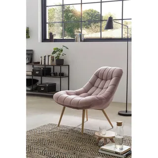 SalesFever Relaxsessel Toulon Samt 76 x 85 x 85,6 cm Rosa mit XXL-Steppung
