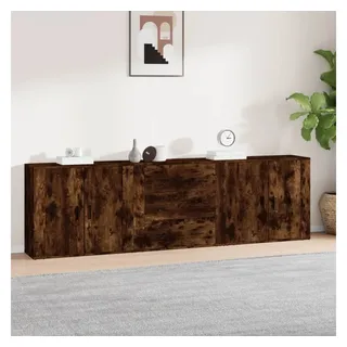 furnicato Sideboard Klassisches 80x33x70 cm in Räuchereiche, Holzwerkstoff (3 St), Stabiler Anrichtenschrank mit viel Stauraum und Wandhalterung braun 240 cm x 70 cm