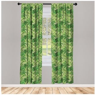 Gardine Vorhang für Wohnzimmer Schlafzimmer Dekor, Abakuhaus, Microfaser, Grünes Blatt Frischer Dschungel Aloha grün 150 cm x 175 cm