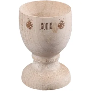 Herz & Heim® Eierbecher aus Holz mit Gratis Gravur des Namens zu Ostern oder für das beliebte Frühstücksei zu Hause 2 Ostereier