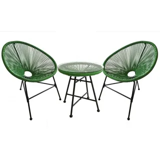 Gartenmöbel, 2 runde Sessel und grüner Couchtisch ACAPULCO
