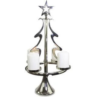 RIFFELMACHER & WEINBERGER Kerzenhalter Exklusiver Metall Kerzenständer Weihnachtsbaum, Silber oder Gold silberfarben 56,0 cm
