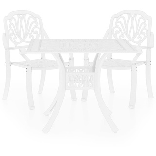 TOP1 Garten-Essgruppe 3-er Set Garten-Bistro-Set Klappmöbel Stuhl Tisch Aluminiumguss Weiß ,2 parcel
