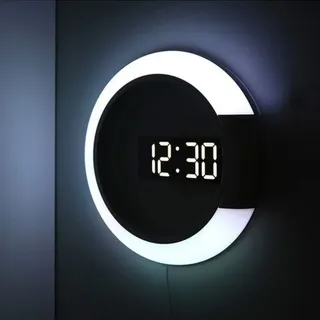LED-Digital-Wanduhr mit Fernbedienung,7-Farben-RGB-Licht
