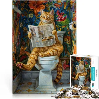 Puzzle 2000 Teile für Erwachsene “Katze geht auf die Toilette” Aus Karton,für 14+ Dekomprimierendes intellektuelles Lernspielzeug Einzigartige Geburtstags Größe:70x100cm