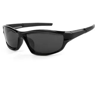 Sportbrille Herren Damen, Sunglasses, Polarisierte Sonnenbrille mit UV400 Schutz, für Personen mit größerem Kopfumfang, Sport-Sonnenbrille Schwarz für Radfahren, Laufen, Angeln, Outdoor-Aktivitäten - Einheitsgröße