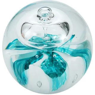 Traumkugel Traum-Kugel Briefbeschwerer Glas-Kugel Wunschkugel Handarbeit in Transparent/Türkis, ca 9-10 cm Ø