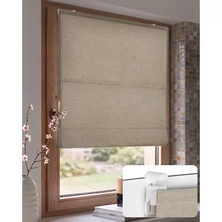 Victoria M. Raffrollo ohne Bohren Faltrollo Klemmhalter, 120 x 240cm Creme | Verdunkelung Fensterjalousien Klemmhalter, Raffgardine Aluminium-Schienen, Sichtschutz und Sonnenschutz für Fenster & Türen