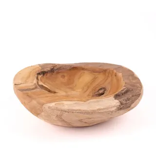 INNA-Glas Holzschale PETTER, Teakholz, natur, 6cm, Ø30cm - Deko Schale