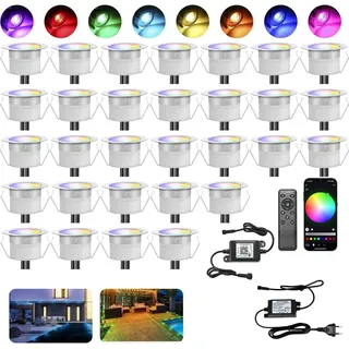 Wlan-einbaustrahler – Rgbw, Wasserdicht Ip67, Ø 31 Mm – Beleuchtung Für Terrasse, Patio, Weg, Wand, Garten, Dekoration, Innen- Und Außenbereich, 30 Stück