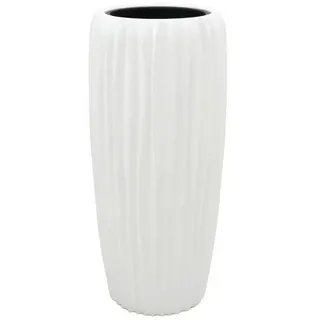 Flingora Bodenvase Minga, mit Einsatz - Fiberglas - Indoor & Outdoor - Weiß - Höhe 75 cm weiß Ø 34 cm x 75 cm