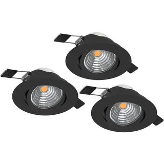 EGLO Einbaustrahler 3er Set rund Aluminium Schwarz