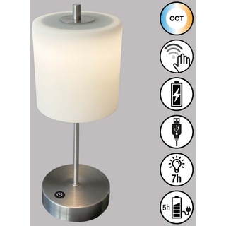 Tischleuchte Beistelllampe Nachttischlampe CCT Akku LED Dimmbar H 34,5 cm Weiß