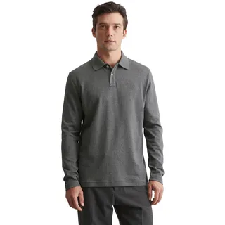 Langarm-Poloshirt MARC O'POLO, Herren, Gr. M, grau (graphite grau melange), Jersey, Obermaterial: 100% Baumwolle, casual, regular fit, Langarm, Shirts