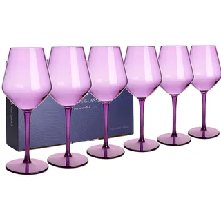 HAHASHOW Unzerbrechliches Camping Weingläser Bunt, 6 Stück 440ml Violett