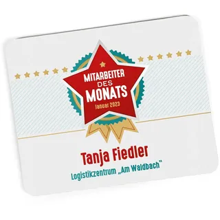 Herz & Heim® Personalisiertes Mousepad mit Wunschname oder Foto Mitarbeiter des Monats