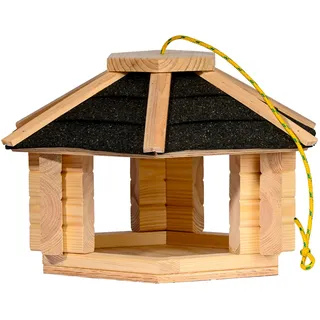 dobar XL Vogelhaus Nero hängend aus Massivholz mit Bitumendach - Vogelfutterhaus zum Hängen - Schwarz