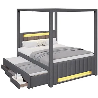 stilvora Himmelbett 140 x 200 cm Grau