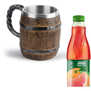Firulab Holzbecher | 450 ml Old-Fashioned Stainless Whisky Barrel Cup | Handgefertigter Holzkrug Fass Edelstahl Bierkrug Tolle Geschenkidee zum Trinken von Kaffeetassen