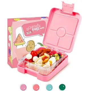 Schmatzfatz Easy Snackbox für Kinder – Kompakte Bento-Box mit herausnehmbarem Einsatz mit 4 Fächern, auslaufsicher, BPA-frei und spülmaschinenfest, für Kindergarten und Schule