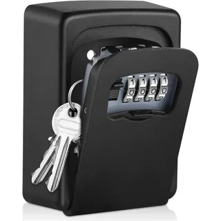 Schlüsselkasten – mit 4-stelligem Code, wasserdicht und rostfrei, Wandmontage, robuste externe Schlüsselbox für Schlüssel, Karten, Zinklegierung