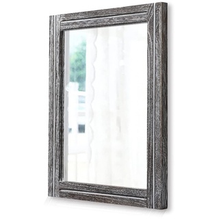 AAZZKANG Rustikaler Spiegel mit Holzrahmen, Wandspiegel, 50 x 40 cm, rechteckig, dekorativ, für Schlafzimmer, Badezimmer, Bauernhaus