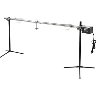 Festnight Grillspieß mit Motor Automatischer Drehspieß Grill Spanferkelgrill Drehspiess Edelstahl Spießbratengrill Grillmotor Elektrischer Spießgrill Holzkohlegrill 207x45x81 cm