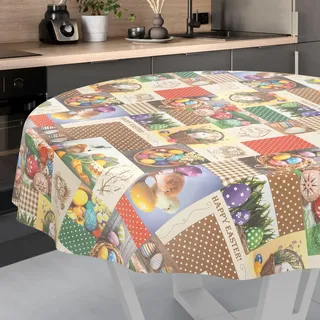 ANRO Wachstuch-Tischdecke abwaschbar Rund 140 cm Bunt