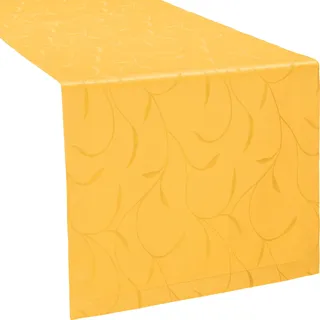 Erwin Müller Tischwäsche, Tischläufer Uni, Remscheid Mango Größe 40x170 cm - hochwertige Qualität mit Fleckschutz ausgerüstet und Kuvertsaum, Rankenmuster (weitere Farben, Größen)