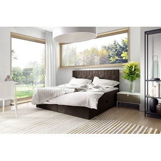 Fun Möbel Boxspringbett Schlafzimmerbett 180x220cm LAZARO Nr.5 Braun inkl. Bettkasten - Braun